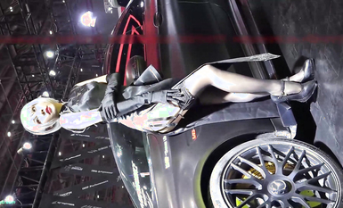 【展会走光】CAS车展模特走光车模 刁鉆摄影师 (1)