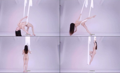 日月俱乐部付费『阿伦』空中瑜伽上下翻飞堪称绝美