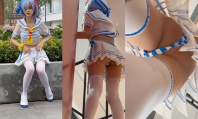 收藏級大神漫展尾隨偷拍 蘿莉美女COS蕾姆 極品顏值 窄內翹臀 潛入女廁CD