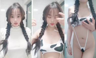 G奶大學生，奶子好漂亮【大白兔糖糖】白花花的少女肉體，居然還是個一線天饅頭逼，撅起來瞬時讓你勃起！ (3)