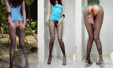 最新7月VIP福利，推特極品長腿苗條燒婊子【橙子】肛塞大陽具邊走邊搞，絲襪塞逼帶出好多騷水，大街上紫薇邊走邊尿 (3)