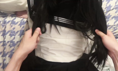 驚奇！極品雙陰道COSER福利姬『Akira』JK制服