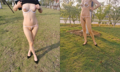 極限露出天花板，反差婊【風箏斷了線】中醫按摩院勾引老中醫，老頭過足了手癮 (2)