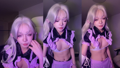 羚 精靈系尤物! cos女僕裝，美女道具自慰白漿直流，裸舞超頂! (1)